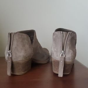 Suede Low-Heel Booties with Zipper